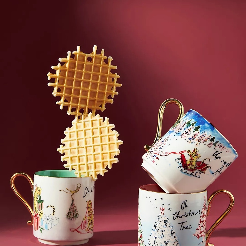 NEW! SET of 3 Oh Christmas Tree Holiday Mugs by Anthropologie